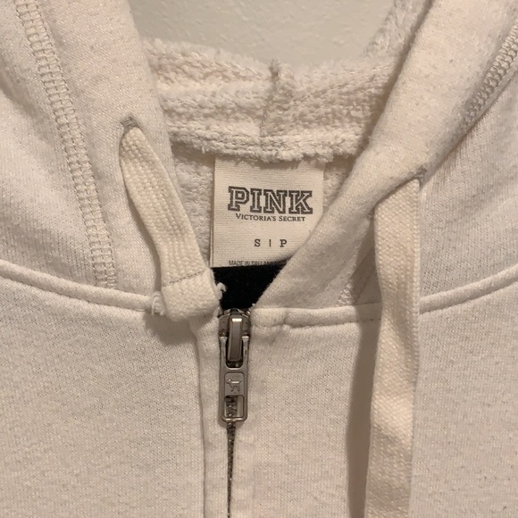 Victoria’s Secret PINK zip up hoodie black & white size small - Picture 2 of 7